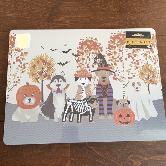 Halloween dog themed placemats set of 4 cork back - Picture 5 of 5
